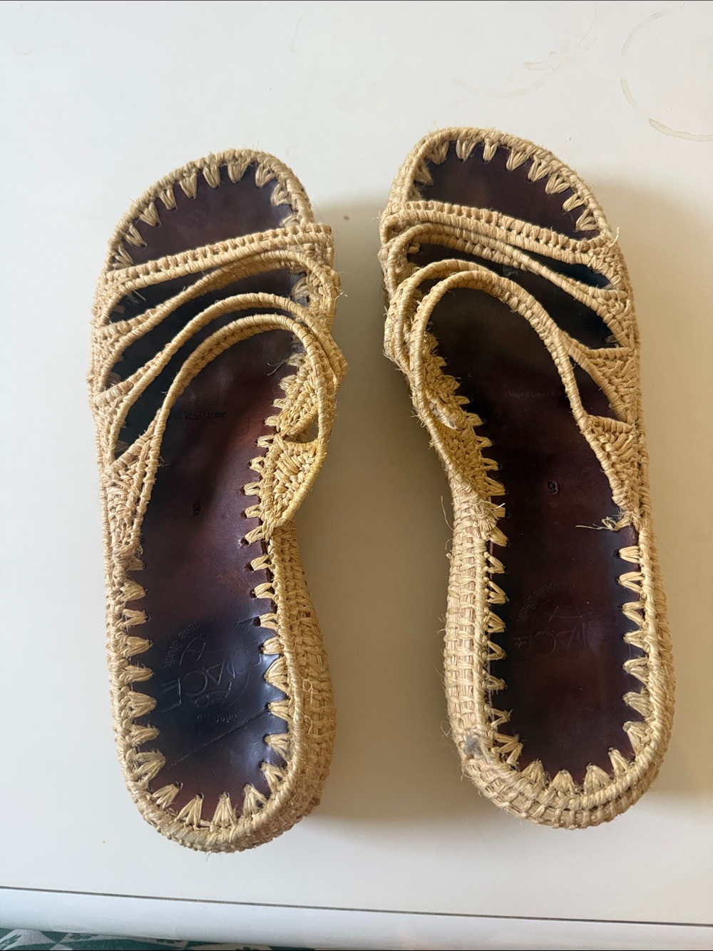 Robert Clergerie Natural Beige Woven Slide Sandals